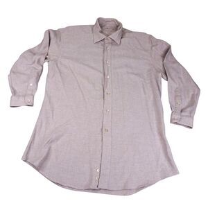 Ermenegildo Zegna Shirt Mens Medium Beige Tan Textured‎ Designer
